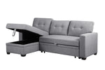 Walker Edison | Linen Pull Out Sectional Sofa with Storage Chaise Thumbnail