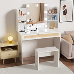 Walker Edison | Rattan Vanity Desk Set with Stool Thumbnail