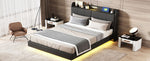 Walker Edison | Modern Upholstered Platform Queen Bed with Floating Bed Frame & Storage Headboard Thumbnail