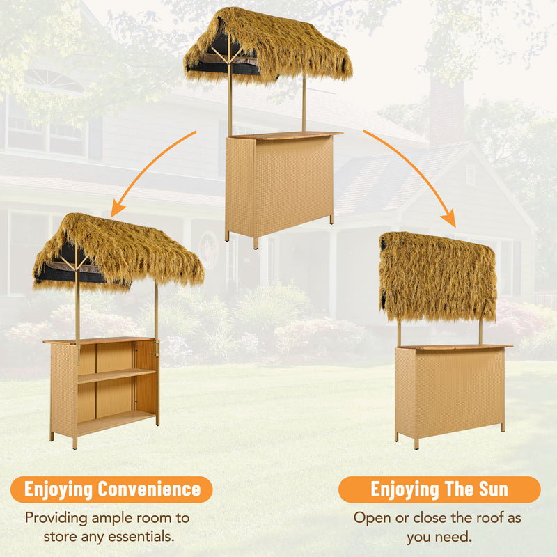 Walker Edison | Hawaiian-style Bar Height Patio Set