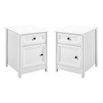 Groove Side 1 Drawer, 1 Door Nightstands 2 Piece Set Living Room Walker Edison White 2-pack  Thumbnail