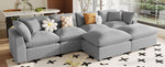 Walker Edison | Linen Modular 134" U-Shape Sectional Sofa with 2 Ottomans Thumbnail