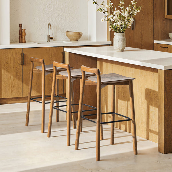 Sven 30' Modern Minimalist Low Back Wood Barstool – Walker Edison