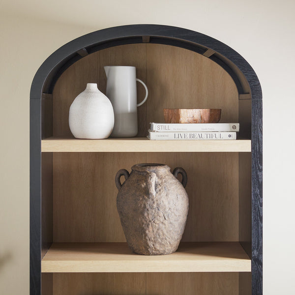 Chantelle Modern Arched Bookshelf with Open Shelves Living Room Walker Edison 
