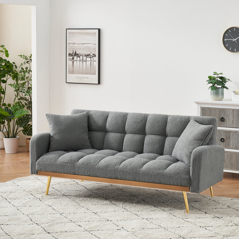 Walker Edison | Teddy Fleece Grey Sofa Bed 69" Grey