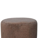 Walker Edison | Mocha Faux Fur Round Ball Footstool Thumbnail