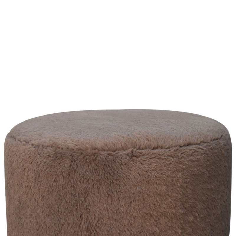 Walker Edison | Mocha Faux Fur Round Ball Footstool