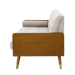 Walker Edison | Linen Aidan Sofa with Wood Accents Thumbnail