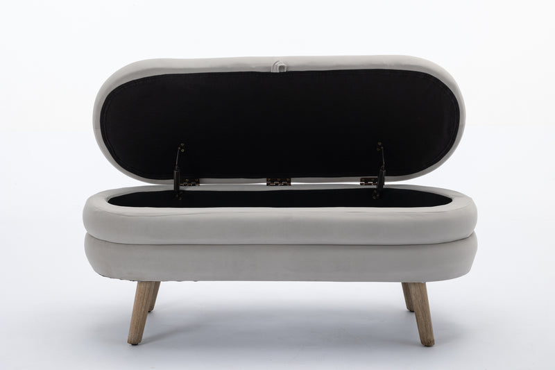 Walker Edison | Grey Velvet Storage Bench