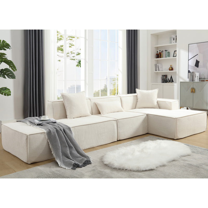 Walker Edison | Minimalist Terry Modular Couch with Right L-shaped Sectional