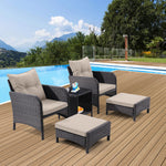 Walker Edison | Wicker 5 Piece Outdoor Patio Chat Set Thumbnail