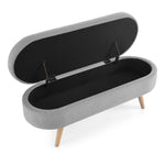 Walker Edison | Linen Oval Ottoman Storage Bench Thumbnail