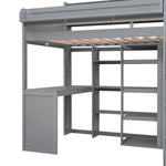 Walker Edison | Wood Twin Size Loft bed with Storage and Wardrobe Thumbnail