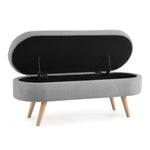 Walker Edison | Linen Oval Ottoman Storage Bench Thumbnail