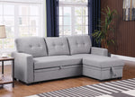 Walker Edison | Linen Pull Out Sectional Sofa with Storage Chaise Thumbnail