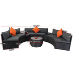 Walker Edison | Wicker Outdoor Sectional 6 Piece Patio Set with Storage and Pillows Thumbnail