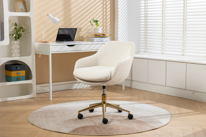 Walker Edison | Mesh Fabric Home Office 360°Swivel Chair with Gold Metal Base