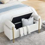 Walker Edison | Minimalist Upholstered Linen Storage Bench Thumbnail