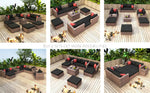 Walker Edison | 10 Pieces Modular Outdoor Patio Sectional Conversation Sofa Set Thumbnail