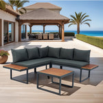 Walker Edison | Steel 4 Piece L-Shaped Patio Sectional Sofa Set Thumbnail