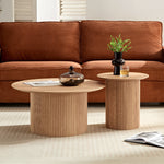 Walker Edison | Minimalist Fluted Set of 2 Round Coffee Side Table Set Thumbnail