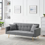 Walker Edison | Convertible 71" Sofa Bed Grey Teddy Fleece with two throw pillows Thumbnail