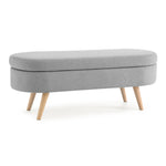 Walker Edison | Linen Oval Ottoman Storage Bench Thumbnail