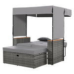 Walker Edison | Outdoor Patio 2-Piece Rattan Chairs and Bench Roof Set Thumbnail