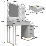 Walker Edison | White Makeup Vanity Desk with Mirror and Lights Thumbnail