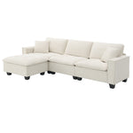 Walker Edison | Modern Cloud Sectional L Shape Couch w Ottoman Thumbnail