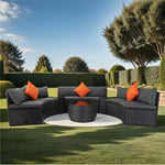 Walker Edison | Wicker Outdoor Sectional 6 Piece Patio Set with Storage and Pillows Thumbnail