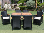 Walker Edison | 7 piece Outdoor Patio Wicker Dining Set Patio Thumbnail