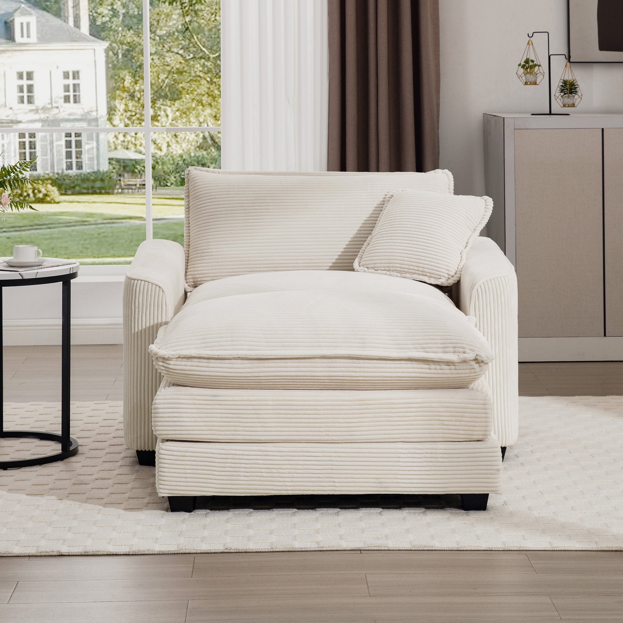 Walker Edison Corduroy Deep Seat Cloud Accent Chair - Thumbnail 5