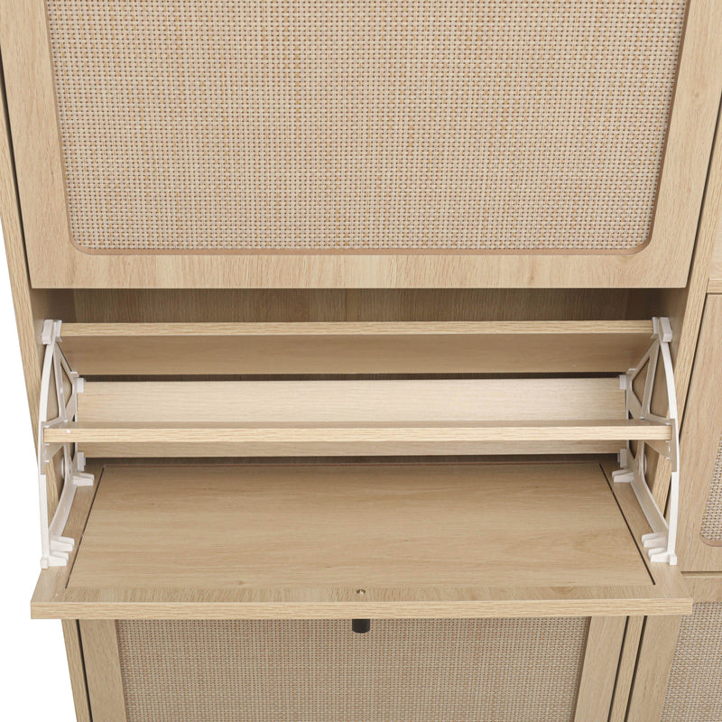 Walker Edison | Rattan 5 Door Shoe Rack