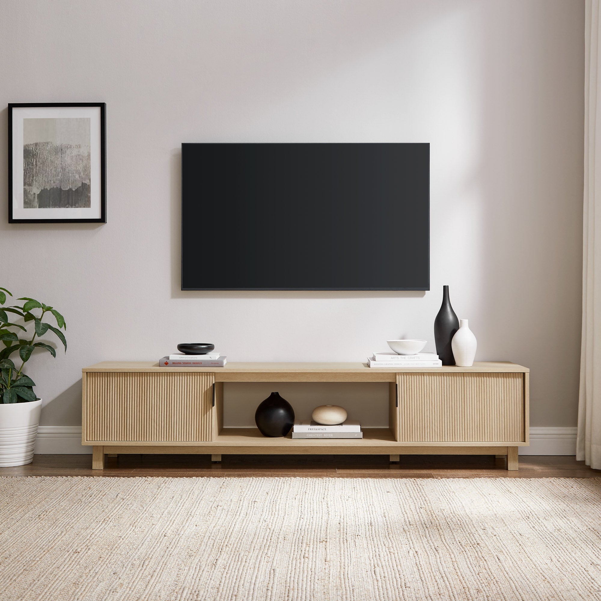 Sleek and Stylish Reeded Scandinavian TV Stand for Modern Homes ...