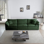 Walker Edison | Chenille Modular Cloud Couch with L-Shaped Sectional and Ottoman Thumbnail