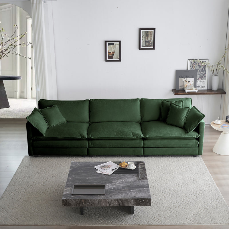 Walker Edison | Chenille Modular Cloud Couch with L-Shaped Sectional and Ottoman