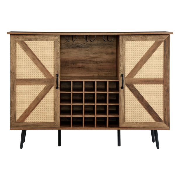 Walker Edison | Rattan Barn Door Bar Cabinet