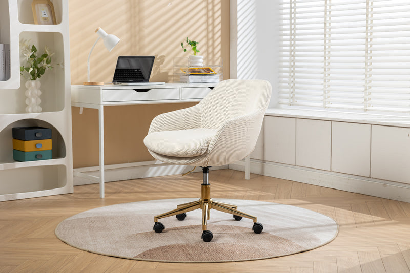 Walker Edison | Mesh Fabric Home Office 360°Swivel Chair with Gold Metal Base