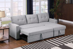 Walker Edison | Linen Pull Out Sectional Sofa with Storage Chaise Thumbnail