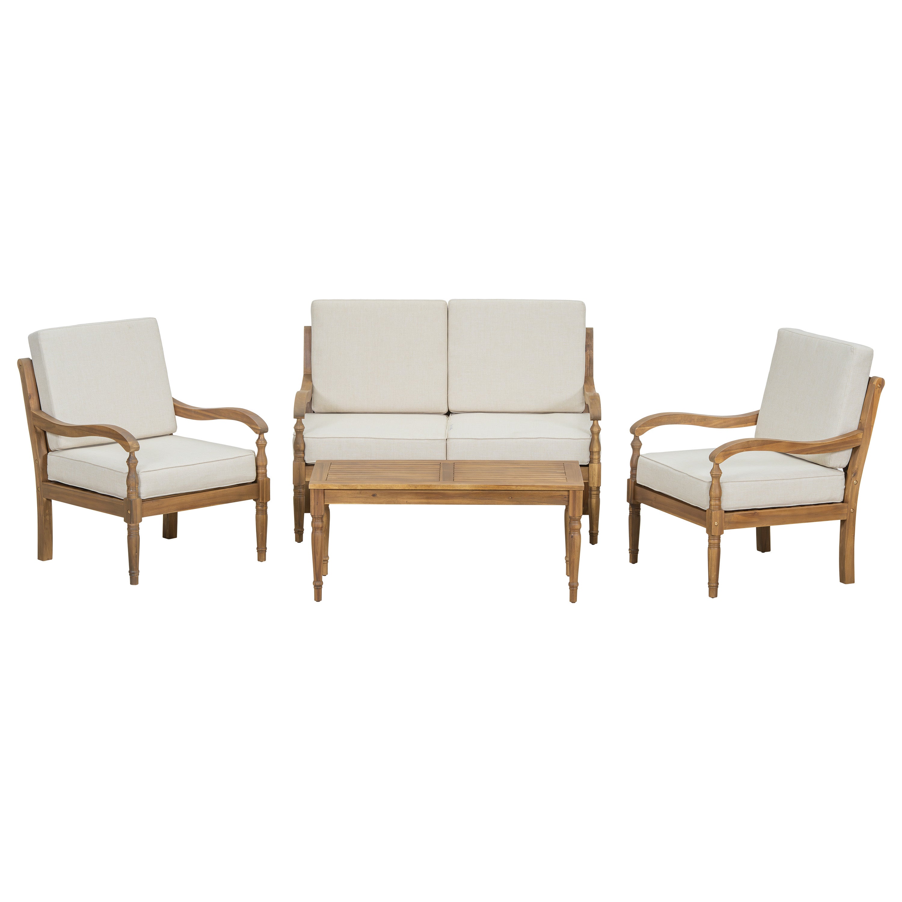 Walker Edison Acacia Wood Patio Sofa - Thumbnail 2