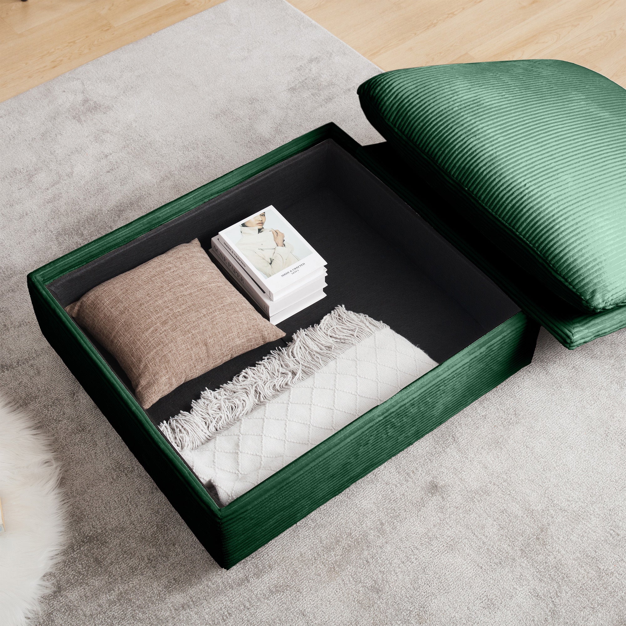 Walker Edison Corduroy Sectional Sofa - Thumbnail 2