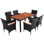 Walker Edison | Wicker Acacia Wood 7-Piece Outdoor Patio Dining Set Thumbnail