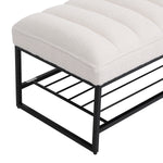 Walker Edison | Shoe Rack Bench with White Sherpa Cushion Thumbnail