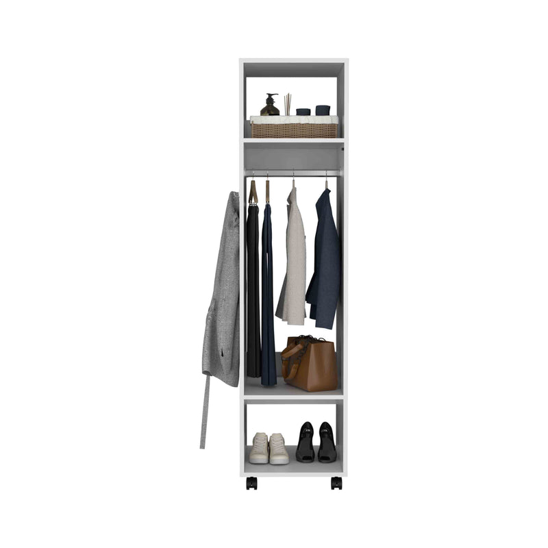 Walker Edison | White Tall Wardrobe Armoire with Mirror