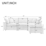 Walker Edison | Grey Cloud Pillow Top Sectional Sofa with Ottoman Thumbnail