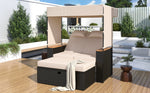 Walker Edison | Outdoor Patio 2-Piece Rattan Chairs and Bench Roof Set Thumbnail