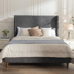 Walker Edison | Velvet Tall 54" Headboard Upholstered Queen Bed Thumbnail