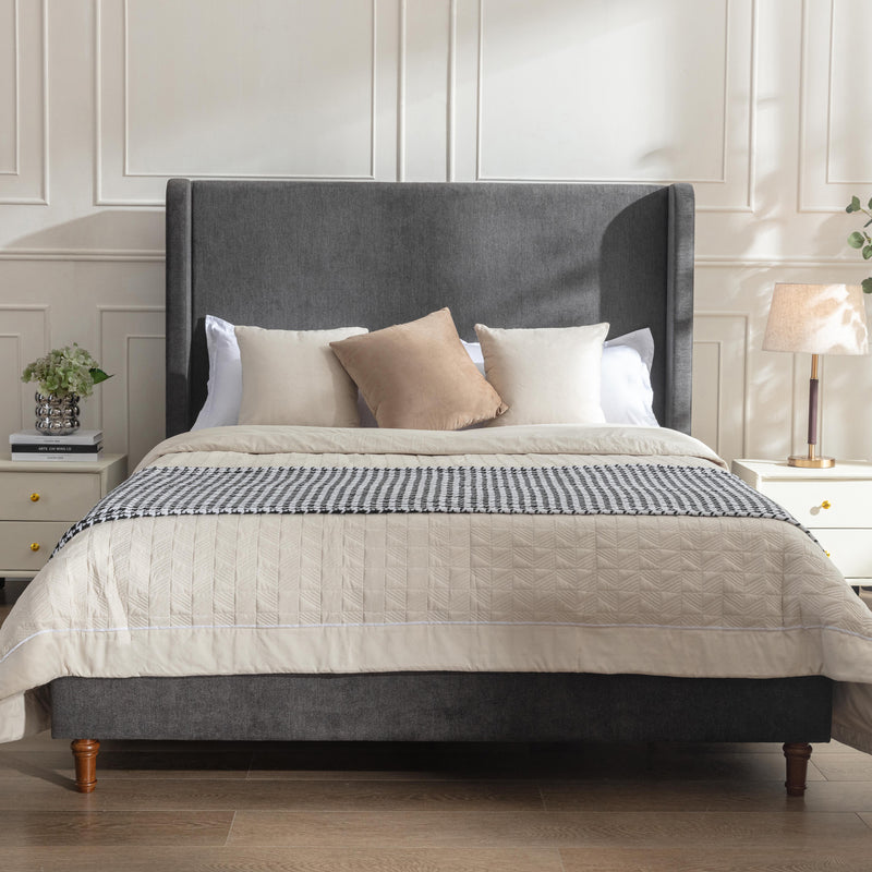 Walker Edison | Velvet Tall 54" Headboard Upholstered Queen Bed