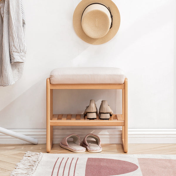 Walker Edison | Natural Solid Wood Entryway Shoe Bench